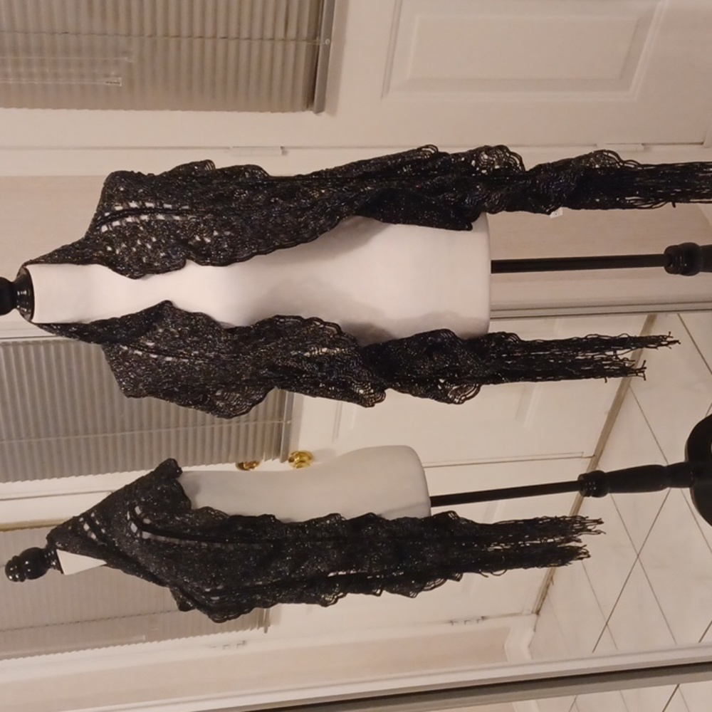$4 Add-on Black & Metallic Silver Knit Scarf/Wrap